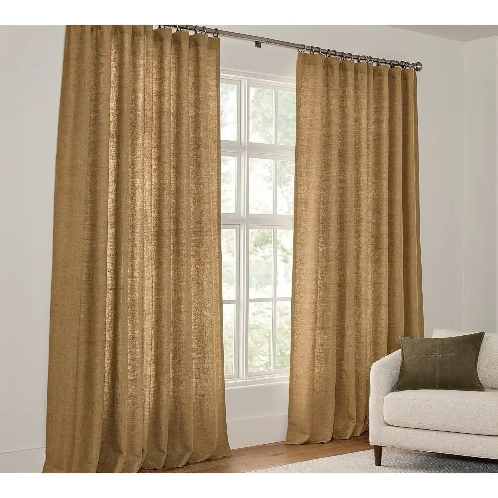 POTTERY BARN Peyton Linen Lined Chestnut Curtain Panel 50”x108” Minor Sun Fading